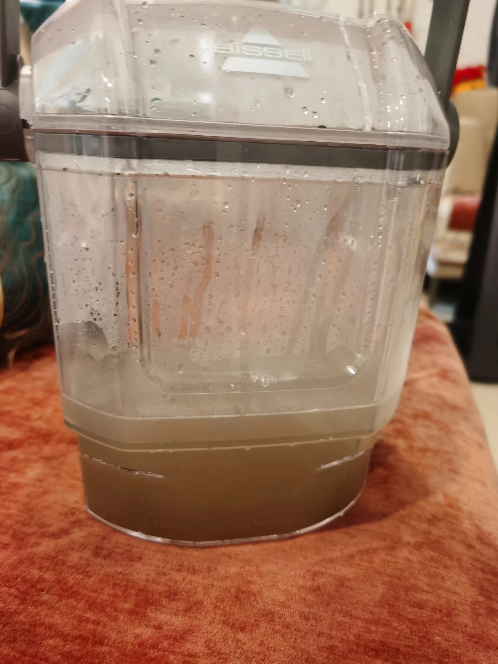Dirty water collected in the removable tank.