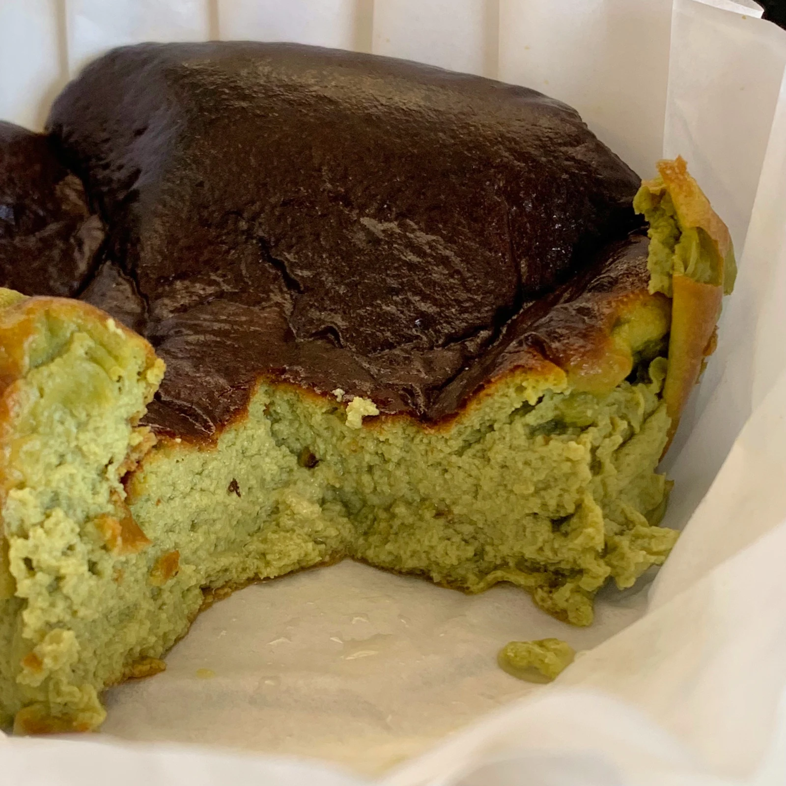 The green interior of another cheesecake.